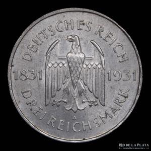 Alemania Weimar. 3 Reichsmark 1931A. AG.500, ... 