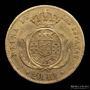 España. Isabel II. 20 Reales 1861. AU.900; ... 