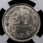 Argentina. Serie Niqueles - 20 Centavos 1908 ... 