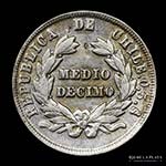Chile. 1/2 Decimo 1892. AG.500, 14.5mm; ... 