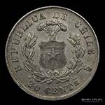 Chile. 20 Centavos 1878. AG.835, 23.0mm; ... 