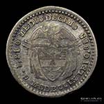 Colombia. 1/2 Décimo 1872. AG.835, 15.5mm; ... 