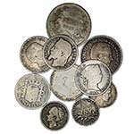 Lote x 10 monedas de plata a clasificar (55g)