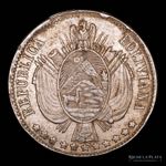 Bolivia. 1 Boliviano 1868 FE. AG.900, ... 