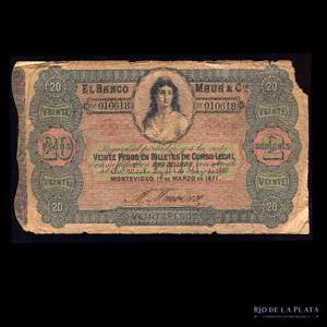 Uruguay. 20 Pesos 1871. ... 
