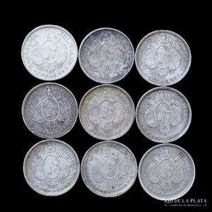 Bolivia. Lote x 9 monedas de plata 50 ... 