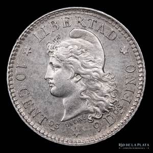 Argentina. 10 Centavos 1882. Variante 2 ... 