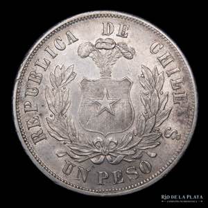 Chile. 1 Peso 1876. AG.900, 37.0mm; 24.83g. ... 