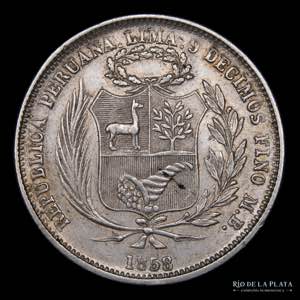Perú. 50 Centavos 1858 MB. Escasa/Scarce. ... 