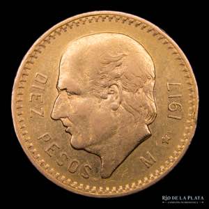 México. 10 Pesos 1917. Oro (.900) 22.5mm; ... 