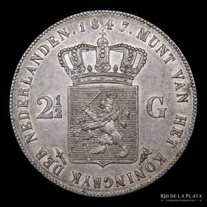 Países Bajos. William II. 2 1/2 Gulden ... 