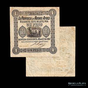 Argentina. Buenos Aires 1 Peso 1867. Escrito ... 