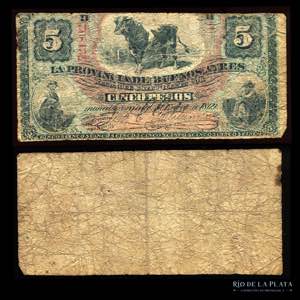 Argentina. Buenos Aires 5 Pesos 1869. ... 