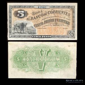 Argentina. Corrientes. 5 Pesos Fuertes 1873. ... 