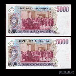 Argentina. 2 x 5000 Pesos Argentinos 1984. ... 