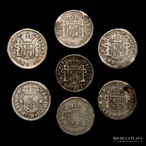 Lote. 7 Monedas de 1/2 Real 1768 a 1825. ... 