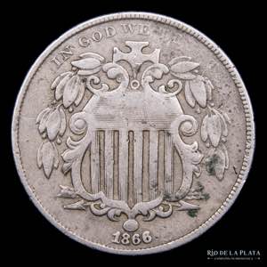 Estados Unidos. Shield Nickel 1866. CuNi, ... 