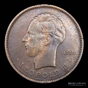 Congo Belga (Colonia) 5 Francs 1936. Ni-Lat; ... 
