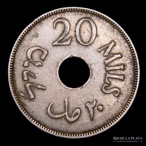 Palestina Británica. 20 Mills 1927. Cu-Ni; ... 