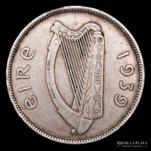 Irlanda. ½ Coróin 1939. AG.750, 32.3mm; ... 