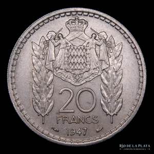 Mónaco. 20 Francs 1947. Cu-Ni; 31.0mm; ... 