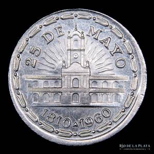 Argentina. Error. 1 Peso 1960. Sobre moneda ... 