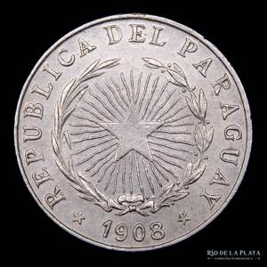 Paraguay. 5 Centavos 1908. Cu-Ni; 17.3mm; ... 