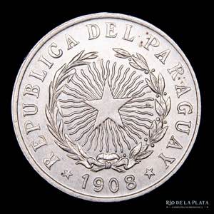 Paraguay. 20 Centavos 1908. Cu-Ni; 21.3mm; ... 
