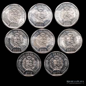 Peru. Lote x 8 monedas de 1 Nuevo Sol ... 