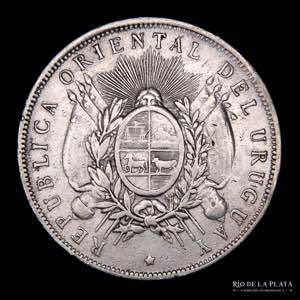 Uruguay. 1 Peso 1893 So. AG.900, 36.8mm; ... 