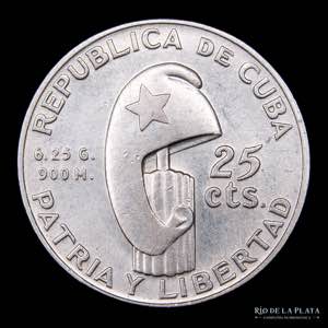 Cuba.  25 Centavos 1953. Centenario de ... 
