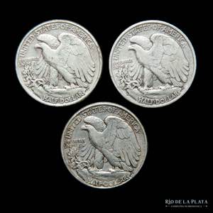 USA. Half Dollar Lote x 3, 1944-1946. KM 142