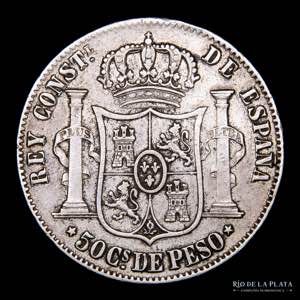 Filipinas.  Alfonso VII. 50 Centavos 1885. ... 