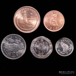 Gibraltar.  Lote x 5 monedas. Sin circular. ... 