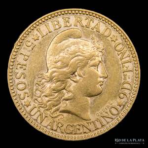 Argentina. 5 Pesos 1885 Argentino de oro. ... 
