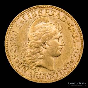 Argentina. 5 Pesos 1889 Argentino de oro. ... 