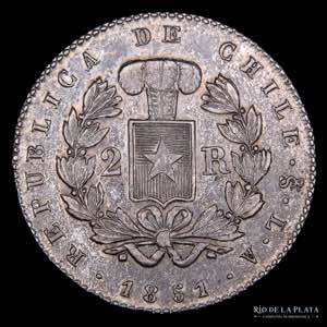 Chile.  2 Reales 1851 ... 