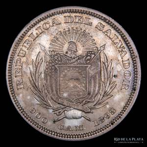 El Salvador. 1 Peso 1893/2. AG.900, 37.0mm; ... 