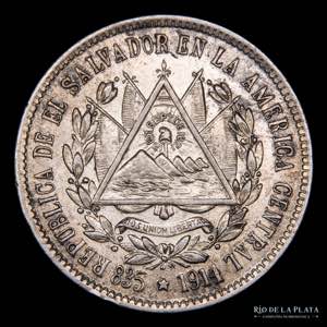 El Salvador.  25 Centavos 1914. AG.835; ... 