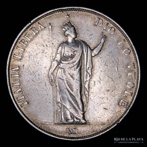 Lombardia (Reino de) 5 Lira 1848. AG.900; ... 