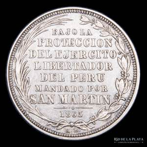 Perú. 2 Reales 1863. Proclama de la ... 
