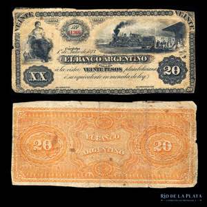 Argentina. Córdoba. 20 Pesos 1873 Reminder. ... 