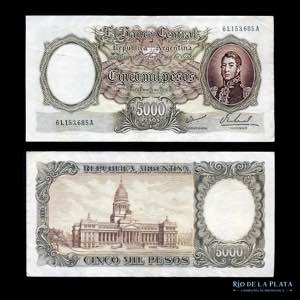 Argentina. Moneda Nacional. 5000 Pesos 1968. ... 