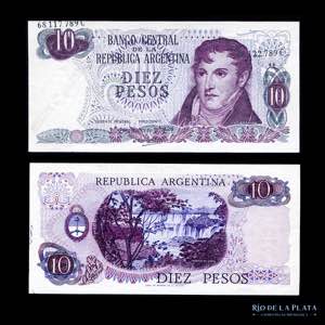 Argentina. Pesos Ley. 10 Pesos 1974. Error ... 