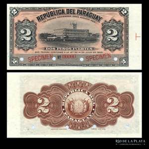 Paraguay. 2 Pesos Fuertes 1903. SPECIMEN. ... 