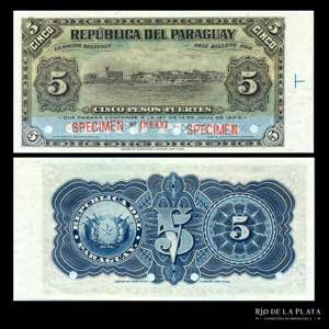 Paraguay. 5 Pesos Fuertes 1903. SPECIMEN. ... 