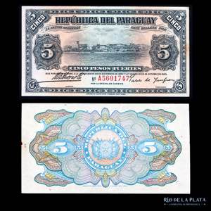 Paraguay. 5 Pesos Fuertes 1920-1923. Por la ... 