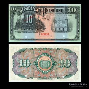 Paraguay. 10 Pesos Fuertes 1920-1923. ... 