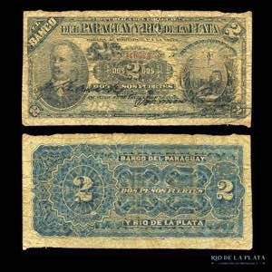 Paraguay. 2 Pesos Fuertes 1889. Banco del ... 