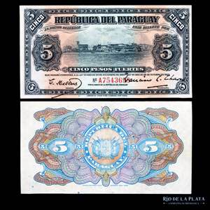 Paraguay. 5 Pesos Fuertes 1920-1923. Impreso ... 